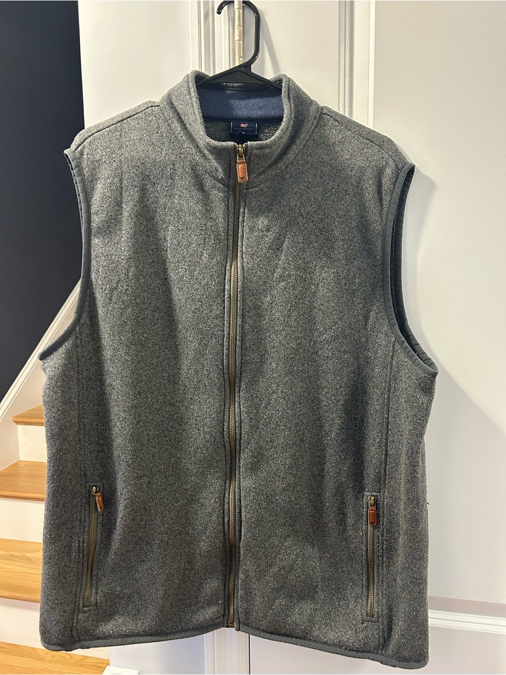 Vineyard Vines Men's Blue-Grey Full-Zip Fleece Vest
